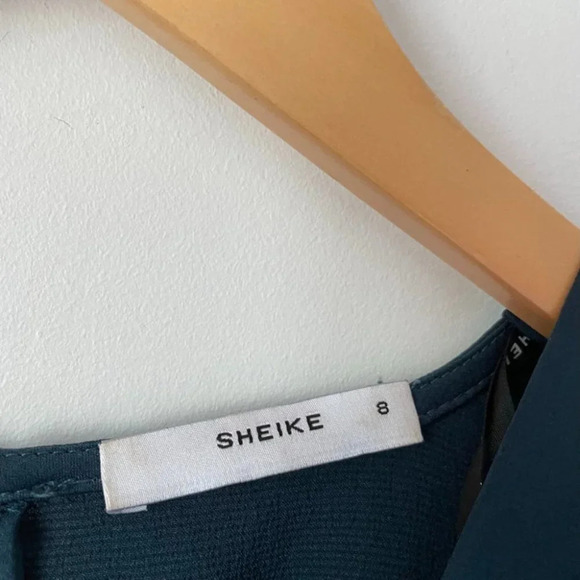 Sheike Baroness Wrap Tie Waist Dress Emerald Green Sz S - Picture 7 of 11